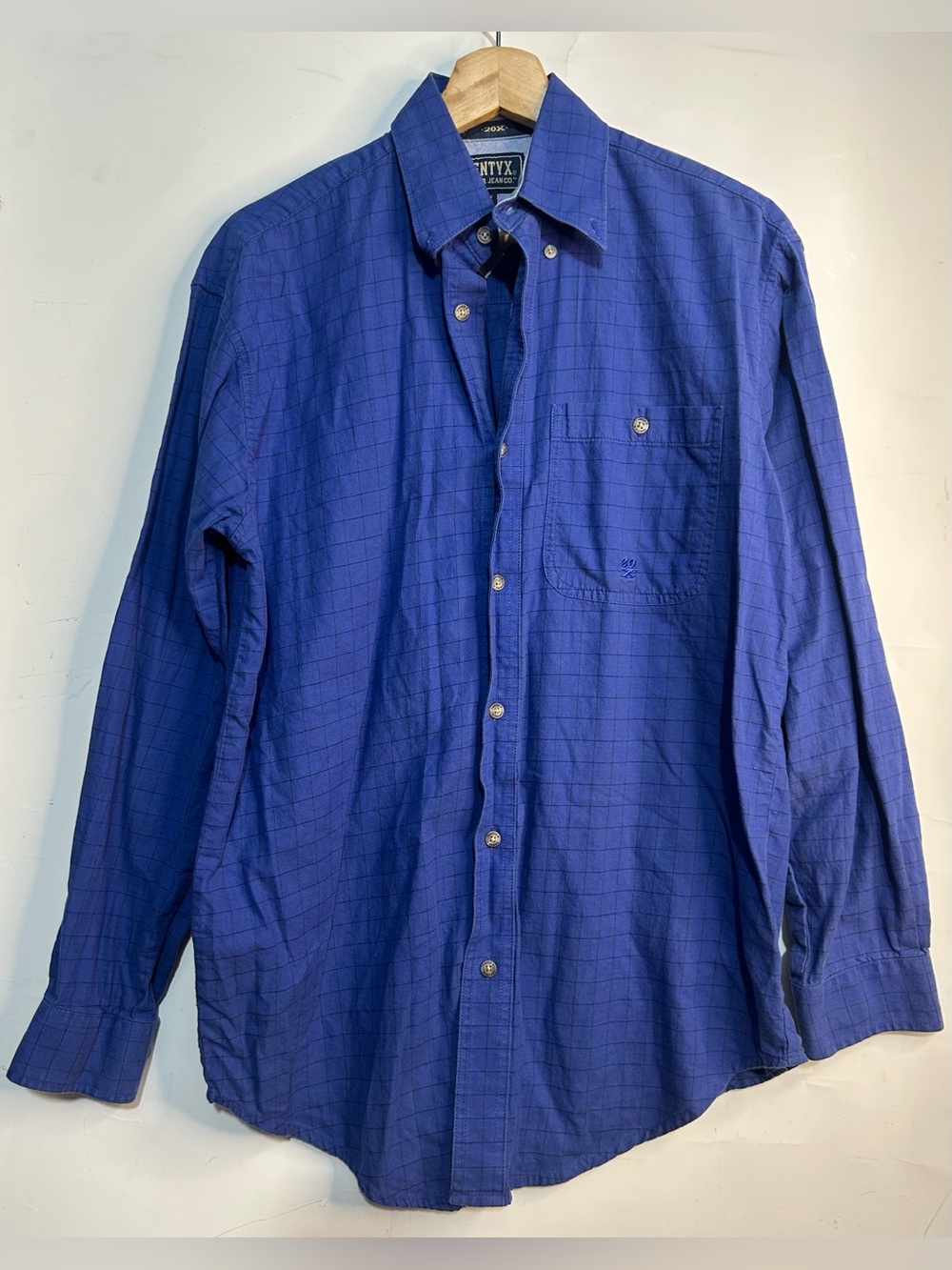 TwentyX Wrangler Blue Long Sleeve Button Front Shirt Small